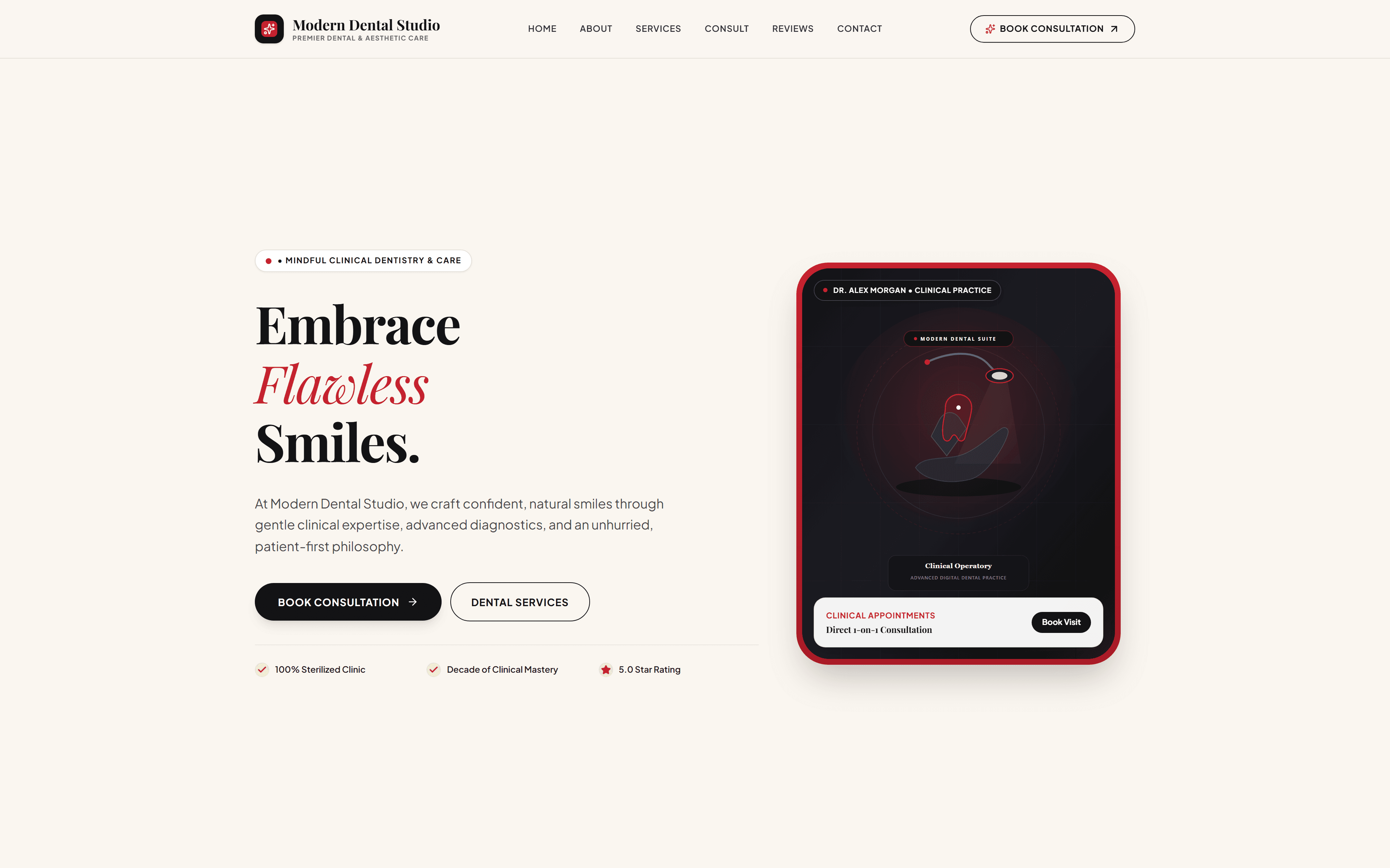Modern Dental Studio — Healthcare & Aesthetic Platform — Web and SaaS case study by Kuro Solutions