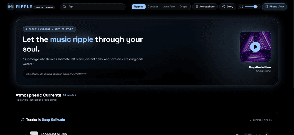 Ripple — Ambient Music Streaming Platform — Web and SaaS case study by Kuro Solutions